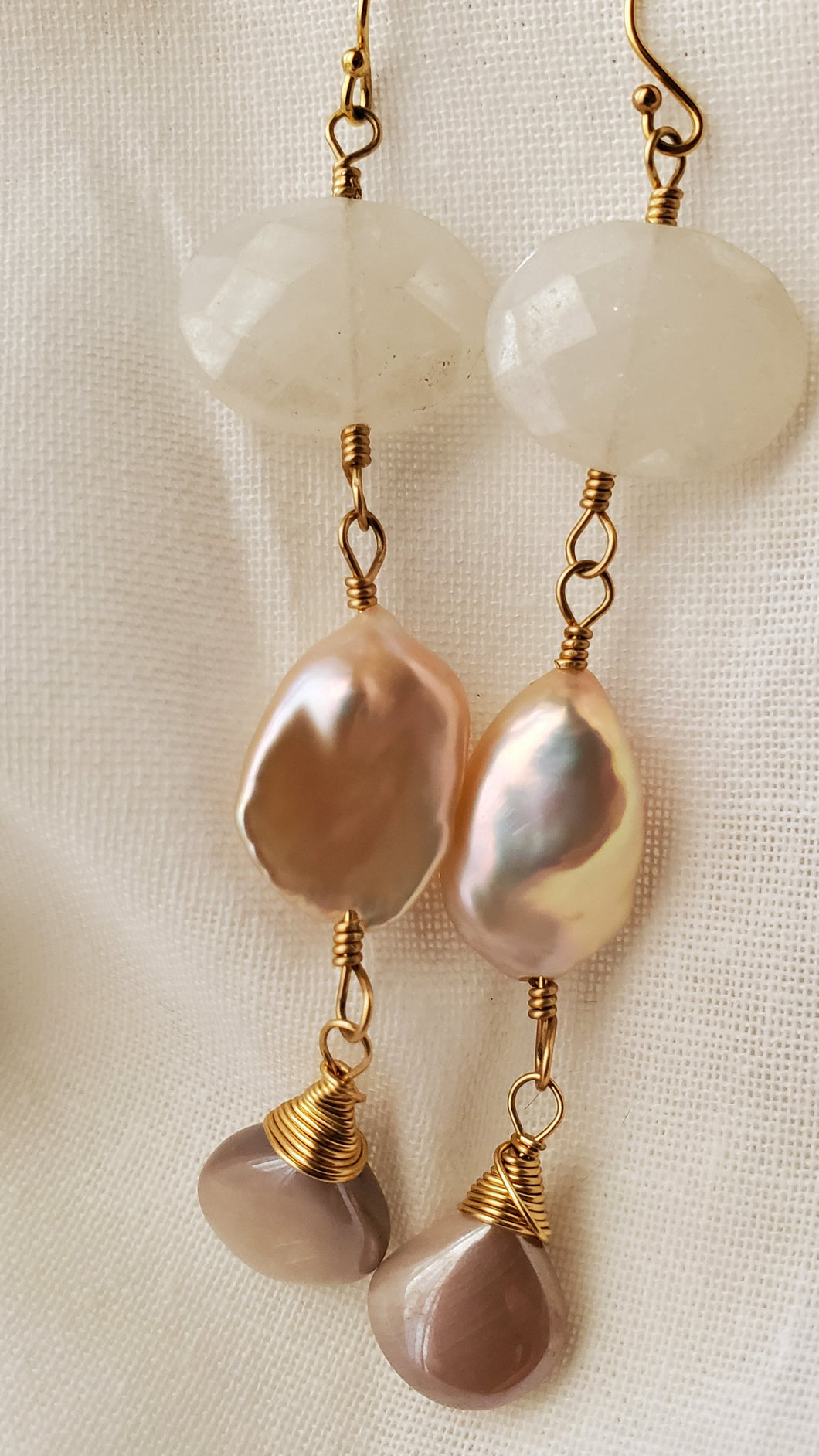 Mineral + Mine Pearl & Moonstone Gold-filled earrings
