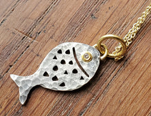 Load image into Gallery viewer, Prehistoric Works Fish-Shaped Diamond Necklace