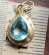 Load image into Gallery viewer, Prehistoric Works 24K Blue Topaz and Diamond Pendant