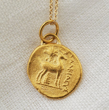Load image into Gallery viewer, Prehistoric Works 24K gold coin pendant ephesus coin Tetra Drachm w/diamond (Queen Bee)