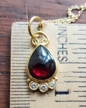 Load image into Gallery viewer, Prehistoric Works 24K Gold pendant with garnet & diamonds