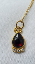 Load image into Gallery viewer, Prehistoric Works 24K Gold pendant with garnet & diamonds