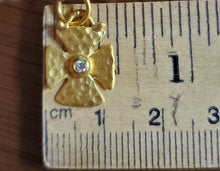 Load image into Gallery viewer, Prehistoric Works 24K  Gold Maltese Cross with a Diamond set in 24K Gold