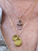 Load image into Gallery viewer, Prehistoric Works Sterling Silver Byzantine Cross w/Ruby 24K Gold