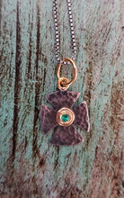 Load image into Gallery viewer, Prehistoric Works Sterling Silver & 24K gold Emerald Maltese Cross