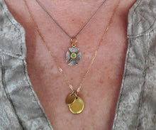 Load image into Gallery viewer, Prehistoric Works Sterling Silver & 24K gold Emerald Maltese Cross
