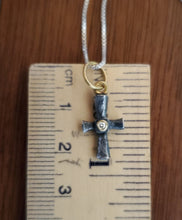 Load image into Gallery viewer, Prehistoric Works Sterling Silver Byzantine Cross w/diamnd in 24K Gold