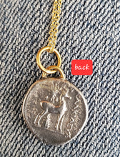 Load image into Gallery viewer, Prehistoric Works Oxidized sterling silver & Sapphire Ephesus Coin