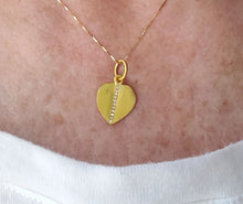 Load image into Gallery viewer, Heart Leaf 24K Gold Diamond Pendant