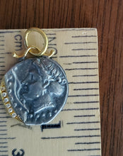 Load image into Gallery viewer, Prehistoric Works Oxidized Sterling & 24K Gold Synope Nymphe pendant w/diamond