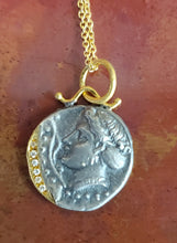 Load image into Gallery viewer, Prehistoric Works Oxidized Sterling & 24K Gold Synope Nymphe  pendant w/diamond