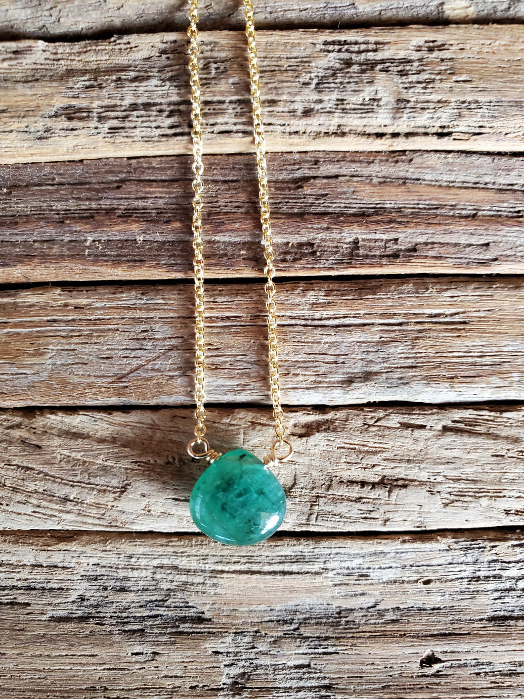 May Birthstone Gold-Filled Necklace (Emerald)