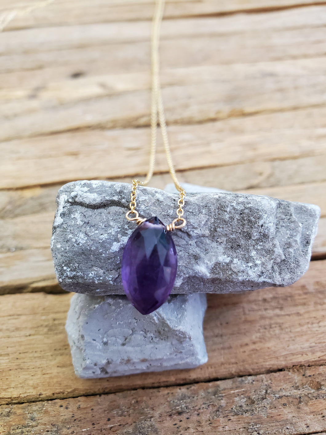 February Birthstone Gold-Filled Necklace (Amethyst)