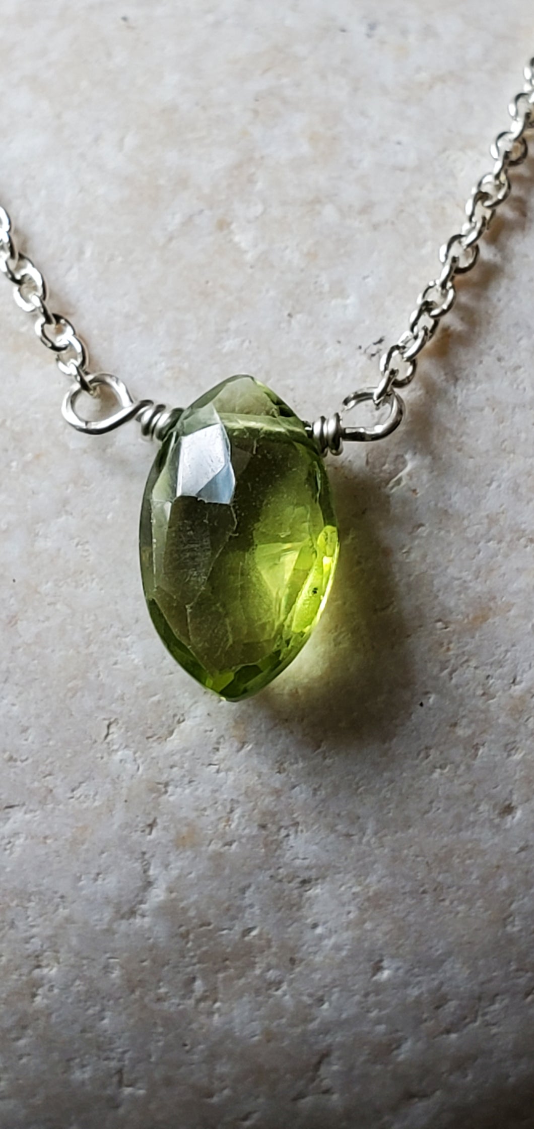 August Birthstone Sterling Silver Necklace (Peridot)