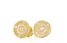 Load image into Gallery viewer, Adel Chefridi 18K yellow gold diamond shimmer stud earrings
