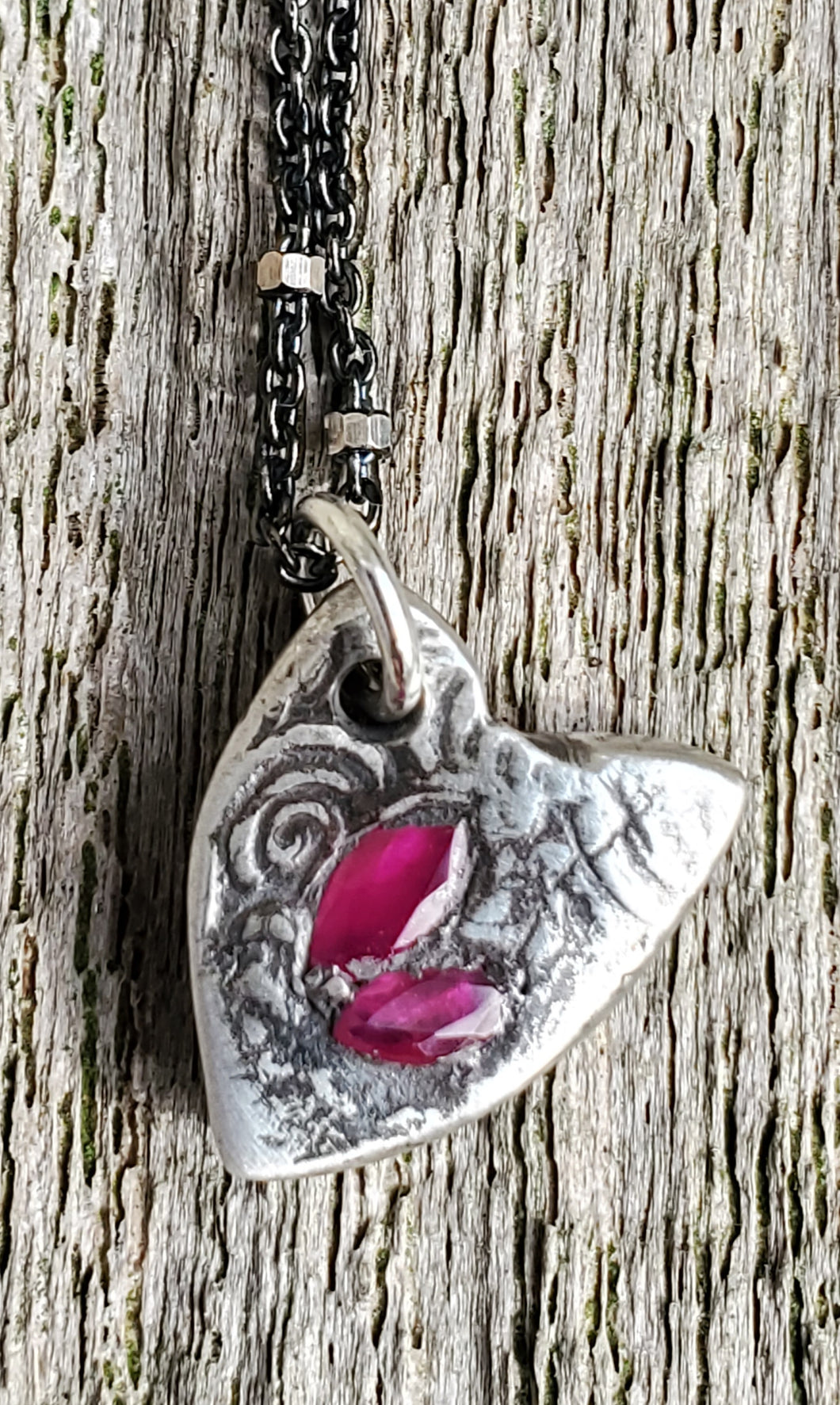 Simon & LuLu Silver Heart with Rubies Pendant