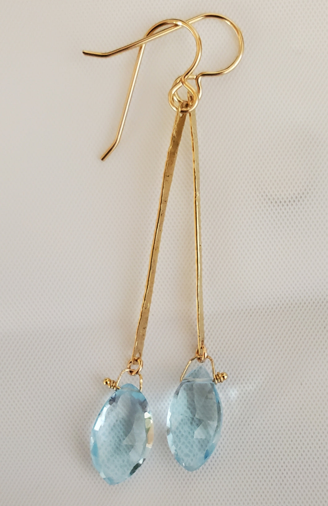 Simon & LuLu gold filled bar earrings with Blue Topaz