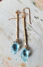 Load image into Gallery viewer, Simon &amp; LuLu gold filled bar earrings with Blue Topaz
