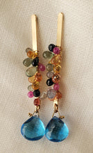 Load image into Gallery viewer, Simon &amp; LuLu Multi Sapphire &amp; Swiss Blue Topaz Bar Post Earrings
