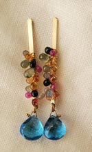 Load image into Gallery viewer, Simon &amp; LuLu Multi Sapphire &amp; Swiss Blue Topaz Bar Post Earrings
