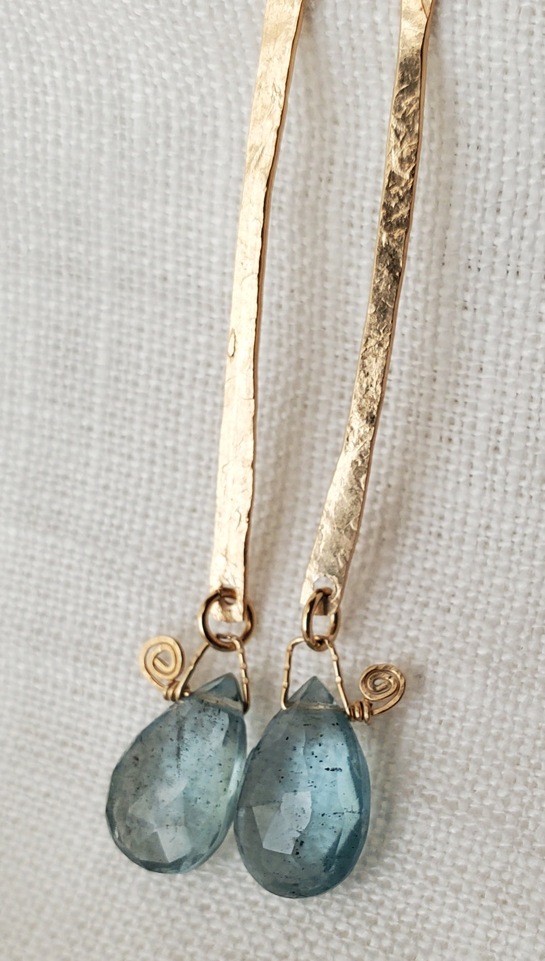 Simon & LuLu Aquamarine gold-filled bar earrings