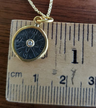 Load image into Gallery viewer, Prehistoric Works Sterling Silver &amp; 24K gold Compass w/Diamond
