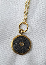 Load image into Gallery viewer, Prehistoric Works Sterling Silver &amp; 24K gold Compass w/Diamond
