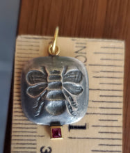 Load image into Gallery viewer, Prehistoric Works Oxidized Sterling Silver Honey Queen Bee w/Ruby
