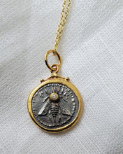 Load image into Gallery viewer, Prehistoric Works Sterling Silver &amp; 24K gold Queen Bee Tetra Drachm Pendant
