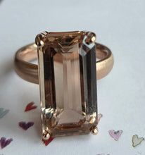 Load image into Gallery viewer, ONE OF A KIND Emerald Cut Blush Pink Topaz 14K rose gold ring
