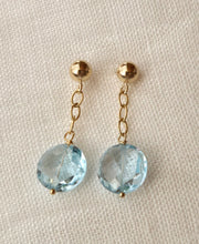 Load image into Gallery viewer, Blue Topaz gold-filled post earrings
