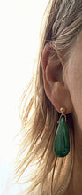 Load image into Gallery viewer, Grossular green garnet gold-filled post earrings

