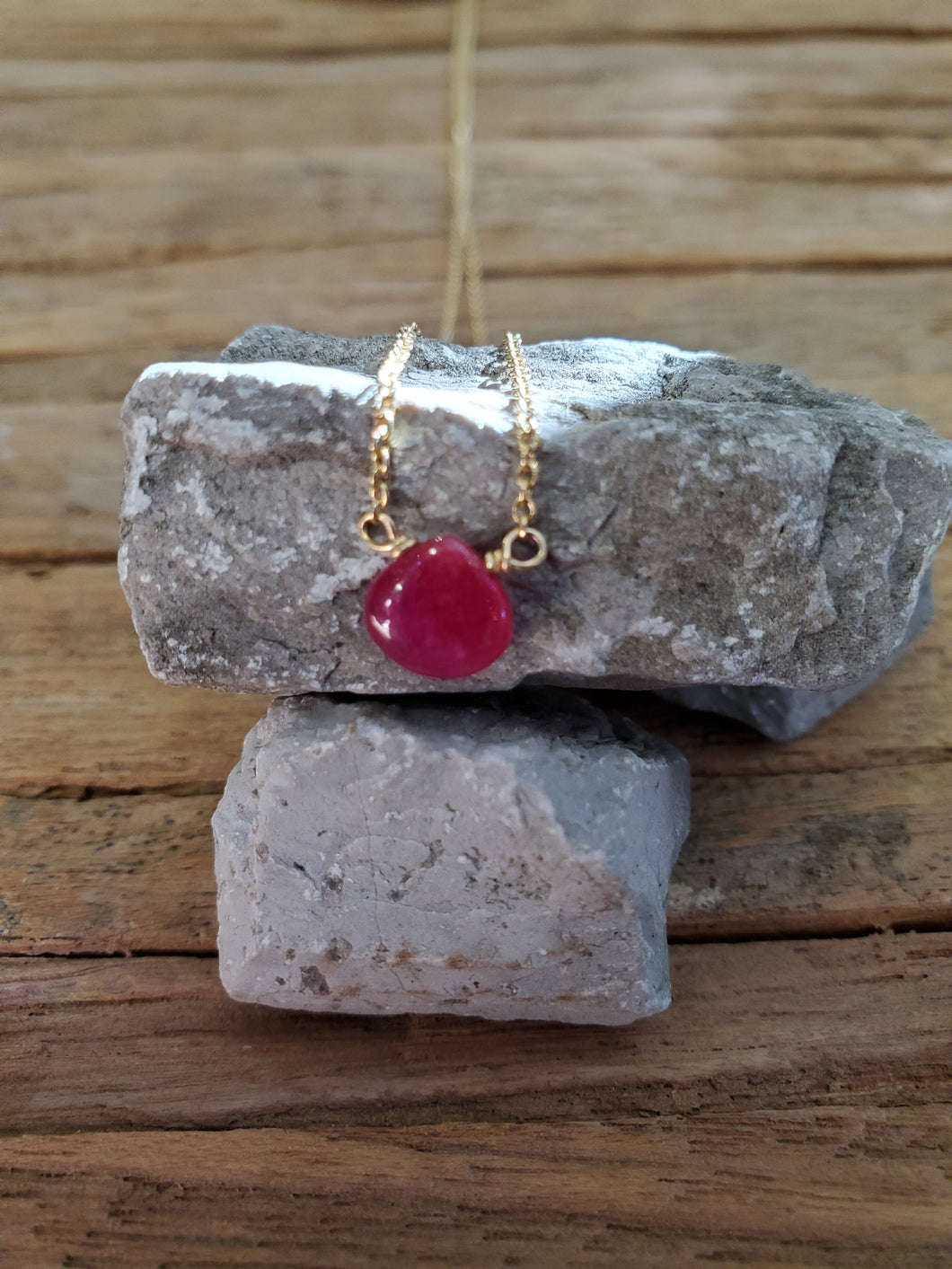 July Birthstone Gold-Filled Necklace (Ruby)