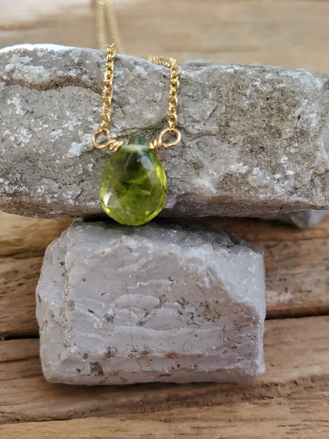 August Birthstone Gold-Filled Necklace (Peridot)