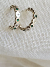 Load image into Gallery viewer, Adel Chefridi River Rock Emerald Post Hoop Earrings

