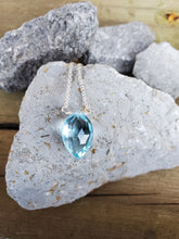 Load image into Gallery viewer, December Birthstone Sterling Silver Necklace (Blue Topaz)
