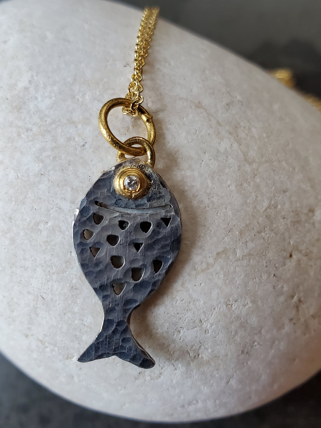 Prehistoric Works Fish-Shaped Diamond Necklace