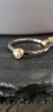 Load image into Gallery viewer, Prehistoric Works Sterling Silver 24K gold Pearl Ring
