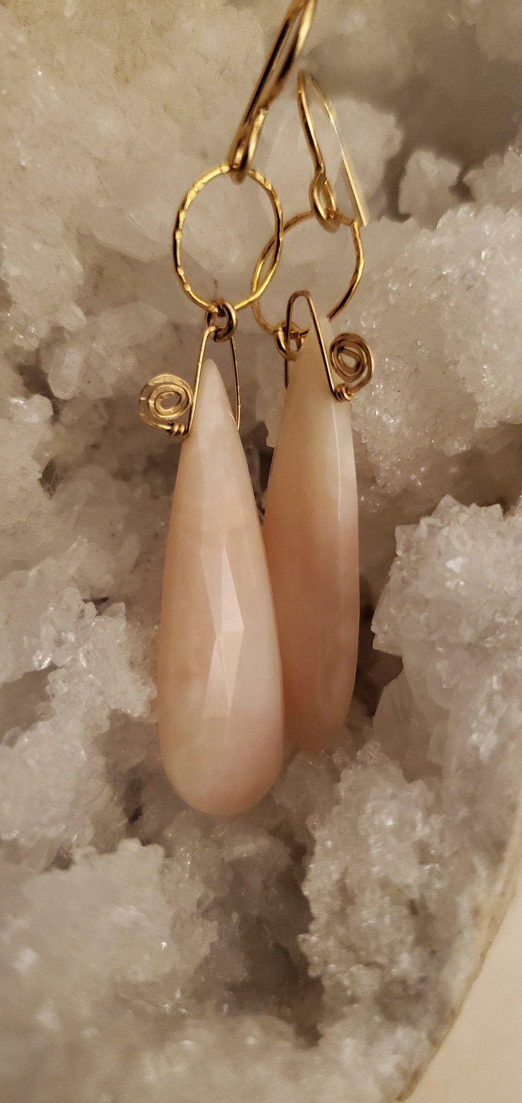 Simon & LuLu Pink Opal and Gold Filled Earrings