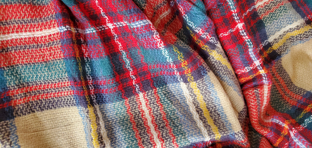 Multi-Colored Plaid Blanket Scarf
