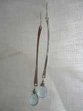 Load image into Gallery viewer, Simon &amp; LuLu Long Sterling Silver Bar Earrings with Blue Topaz
